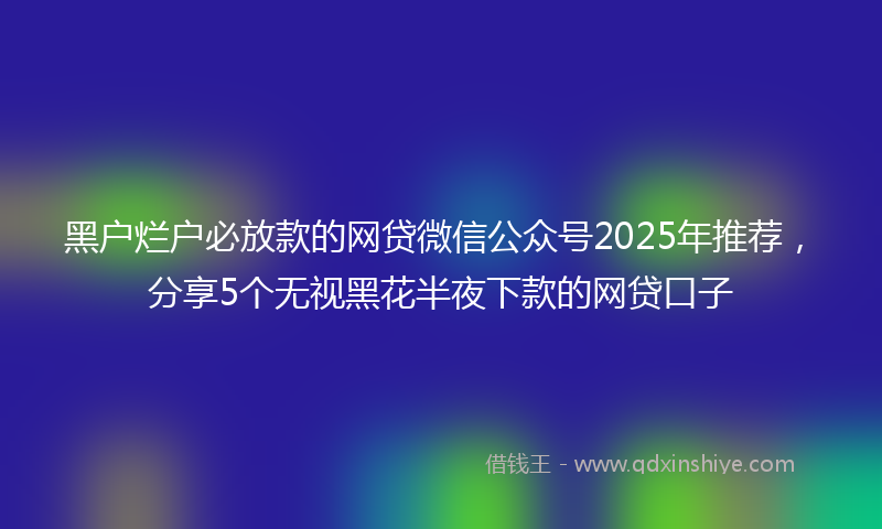 黑户烂户必放款的网贷微信公众号2025年推荐，分享5个无视黑花半夜下款的网贷口子
