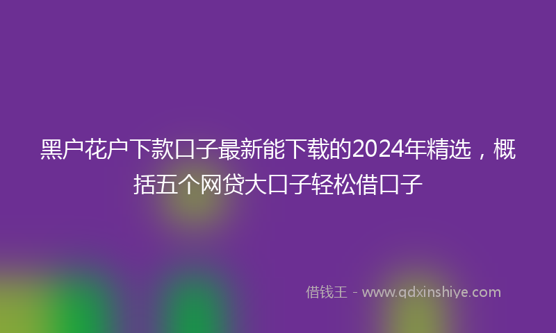 黑户花户下款口子最新能下载的2024年精选，概括五个网贷大口子轻松借口子