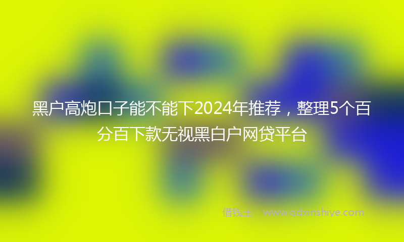 黑户高炮口子能不能下2024年推荐，整理5个百分百下款无视黑白户网贷平台
