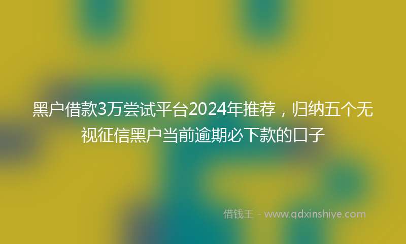 黑户借款3万尝试平台2024年推荐，归纳五个无视征信黑户当前逾期必下款的口子
