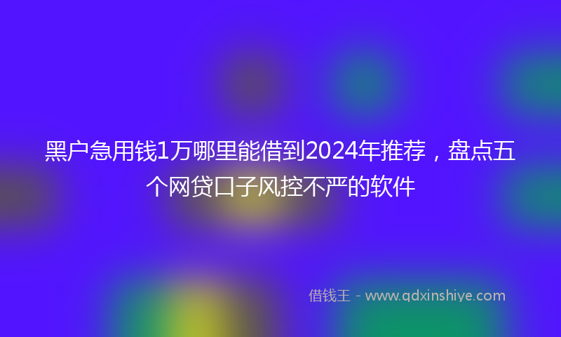 黑户急用钱1万哪里能借到2024年推荐,盘点五个网贷口子风控不严的软件