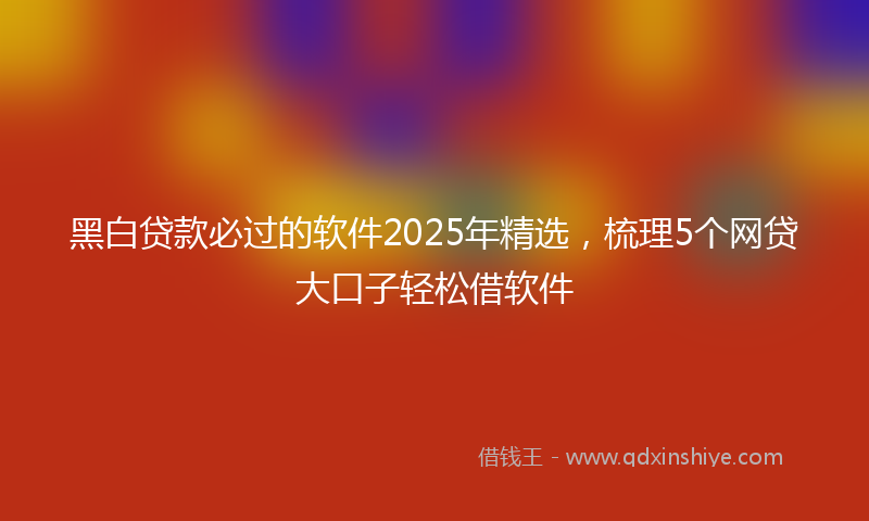 黑白贷款必过的软件2025年精选，梳理5个网贷大口子轻松借软件