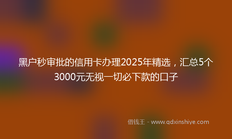 黑户秒审批的信用卡办理2025年精选，汇总5个3000元无视一切必下款的口子