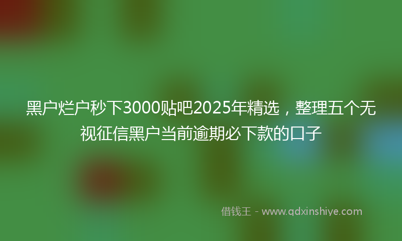 黑户烂户秒下3000贴吧2025年精选，整理五个无视征信黑户当前逾期必下款的口子
