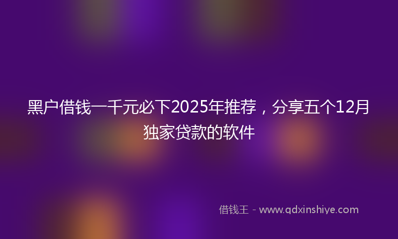 黑户借钱一千元必下2025年推荐，分享五个12月独家贷款的软件