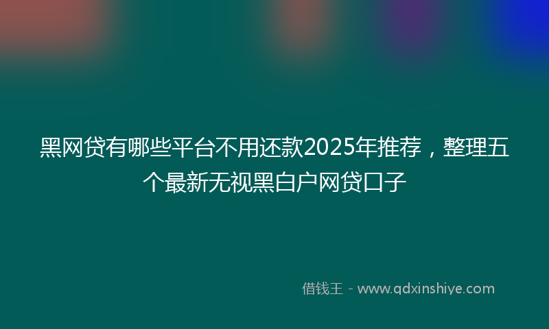 黑网贷有哪些平台不用还款2025年推荐，整理五个最新无视黑白户网贷口子