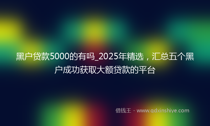 黑户贷款5000的有吗_2025年精选，汇总五个黑户成功获取大额贷款的平台