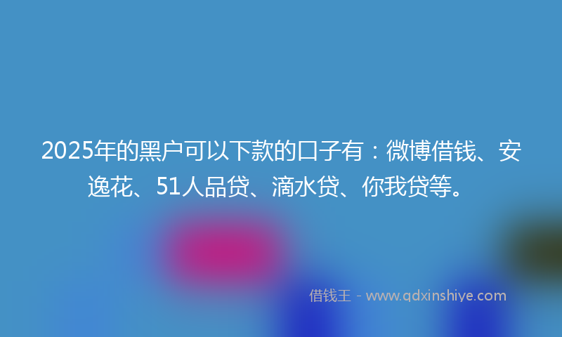 2025年的黑户可以下款的口子有：微博借钱、安逸花、51人品贷、滴水贷、你我贷等。