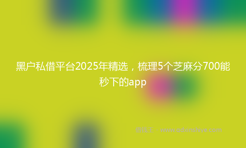 黑户私借平台2025年精选，梳理5个芝麻分700能秒下的app
