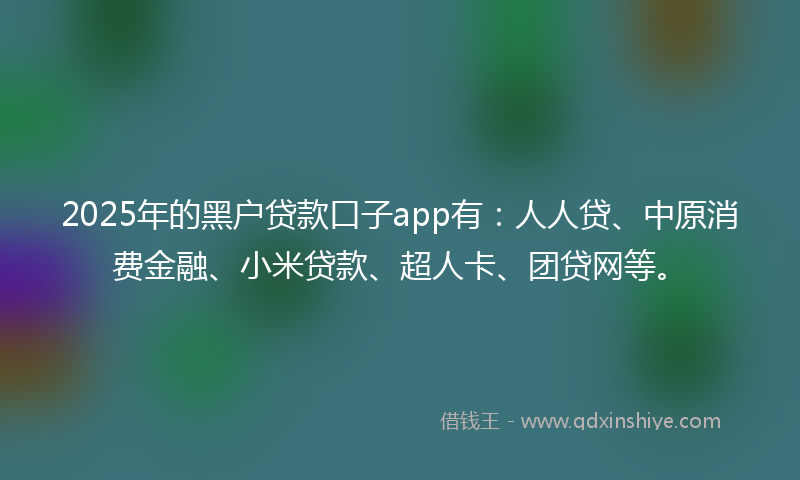2025年的黑户贷款口子app有：人人贷、中原消费金融、小米贷款、超人卡、团贷网等。