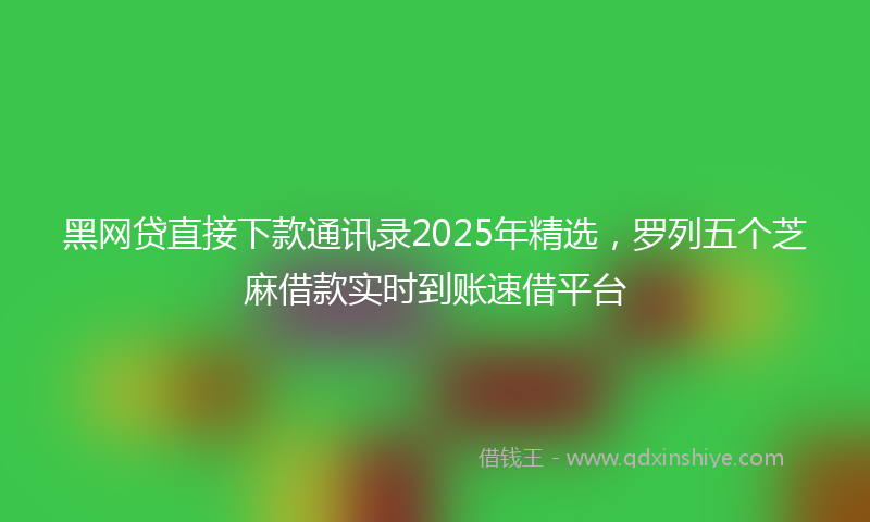 黑网贷直接下款通讯录2025年精选，罗列五个芝麻借款实时到账速借平台