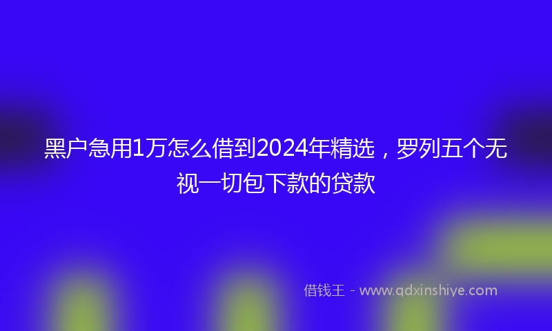 黑户急用1万怎么借到2024年精选，罗列五个无视一切包下款的贷款