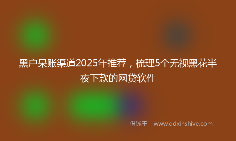 黑户呆账渠道2025年推荐，梳理5个无视黑花半夜下款的网贷软件