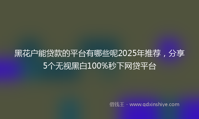 黑花户能贷款的平台有哪些呢2025年推荐，分享5个无视黑白100%秒下网贷平台