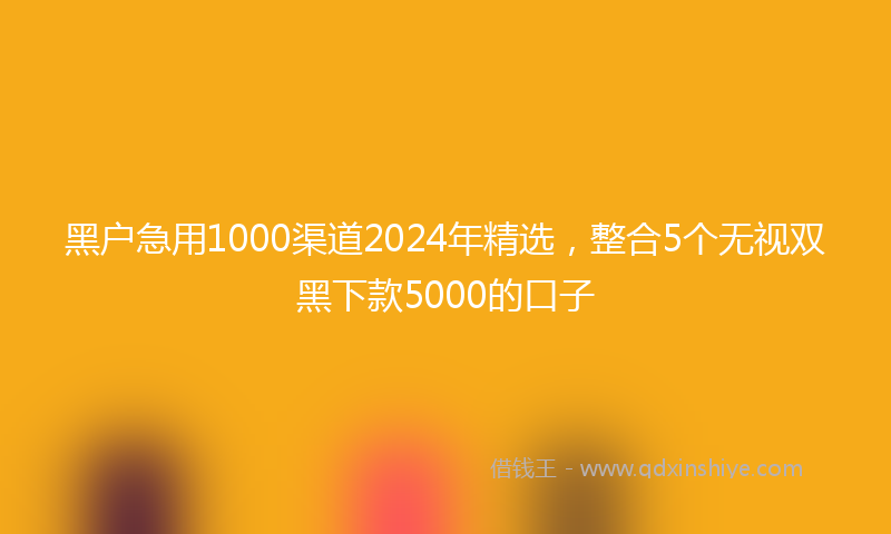 黑户急用1000渠道2024年精选，整合5个无视双黑下款5000的口子