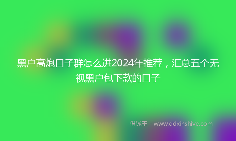 黑户高炮口子群怎么进2024年推荐，汇总五个无视黑户包下款的口子