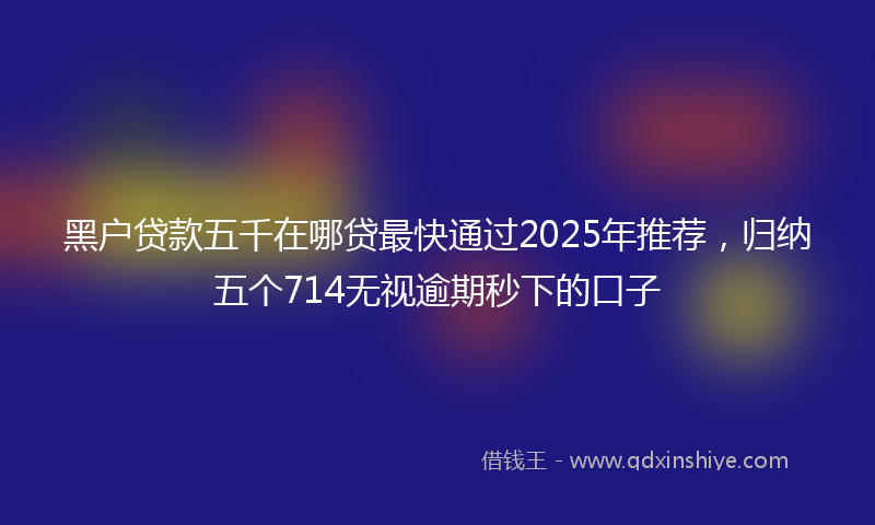 黑户贷款五千在哪贷最快通过2025年推荐，归纳五个714无视逾期秒下的口子