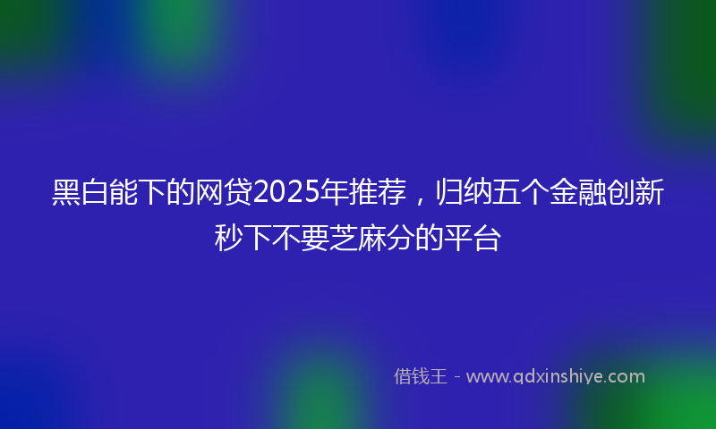 黑白能下的网贷2025年推荐，归纳五个金融创新秒下不要芝麻分的平台