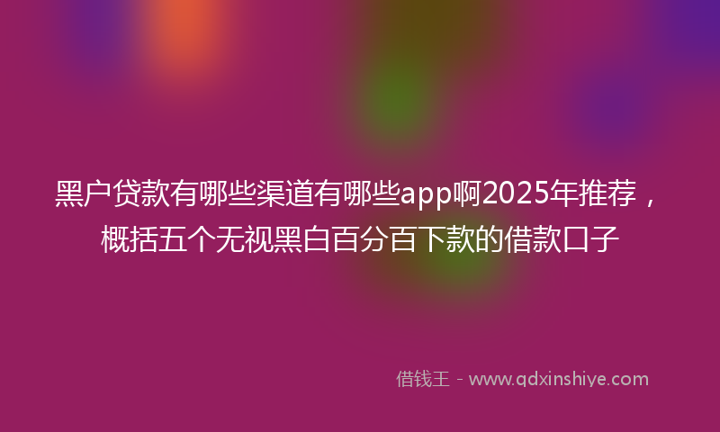 黑户贷款有哪些渠道有哪些app啊2025年推荐，概括五个无视黑白百分百下款的借款口子