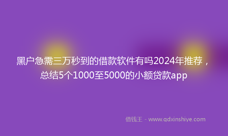 黑户急需三万秒到的借款软件有吗2024年推荐，总结5个1000至5000的小额贷款app