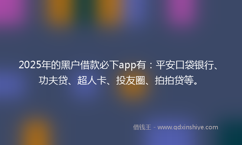 2025年的黑户借款必下app有：平安口袋银行、功夫贷、超人卡、投友圈、拍拍贷等。