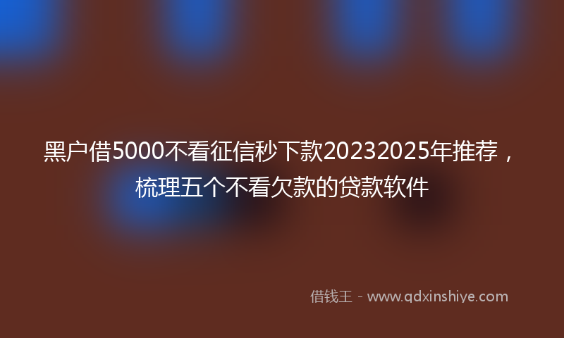 黑户借5000不看征信秒下款20232025年推荐，梳理五个不看欠款的贷款软件