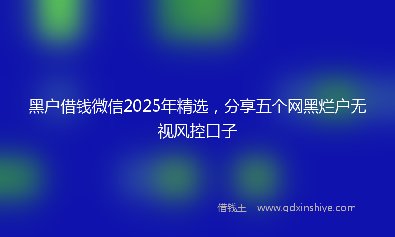 黑户借钱微信2025年精选，分享五个网黑烂户无视风控口子