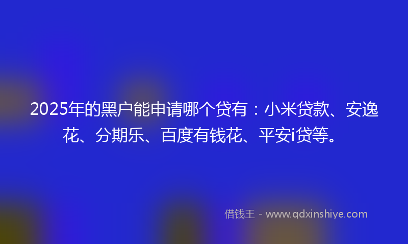 2025年的黑户能申请哪个贷有：小米贷款、安逸花、分期乐、百度有钱花、平安i贷等。