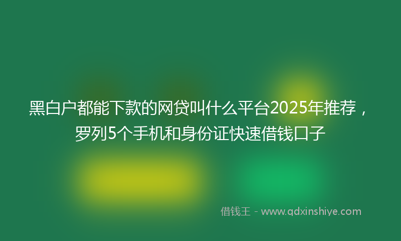 黑白户都能下款的网贷叫什么平台2025年推荐，罗列5个手机和身份证快速借钱口子