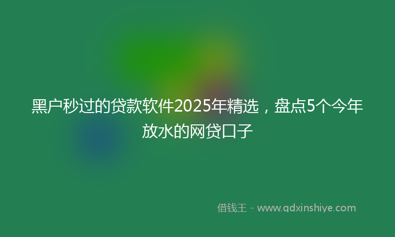黑户秒过的贷款软件2025年精选，盘点5个今年放水的网贷口子
