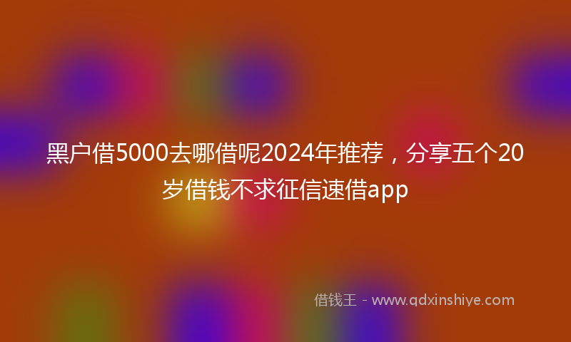 黑户借5000去哪借呢2024年推荐，分享五个20岁借钱不求征信速借app