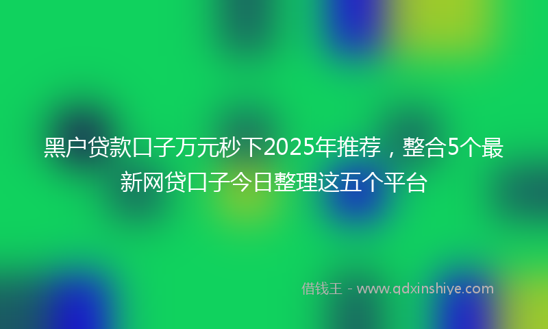 黑户贷款口子万元秒下2025年推荐，整合5个最新网贷口子今日整理这五个平台