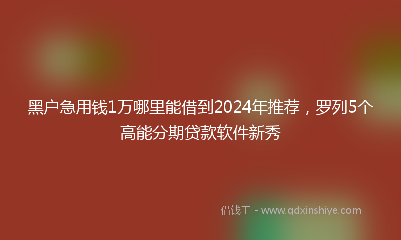 黑户急用钱1万哪里能借到2024年推荐，罗列5个高能分期贷款软件新秀