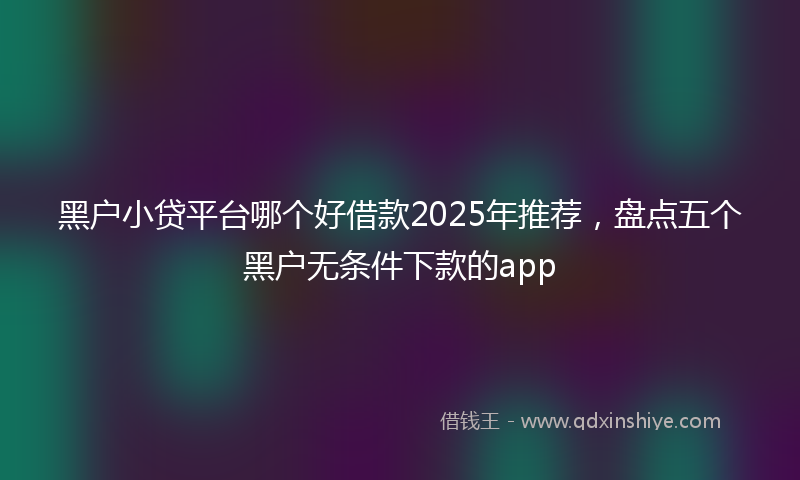 黑户小贷平台哪个好借款2025年推荐，盘点五个黑户无条件下款的app