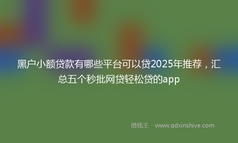 黑户小额贷款有哪些平台可以贷2025年推荐，汇总五个秒批网贷轻松贷的app