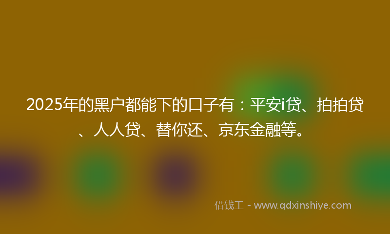 2025年的黑户都能下的口子有：平安i贷、拍拍贷、人人贷、替你还、京东金融等。