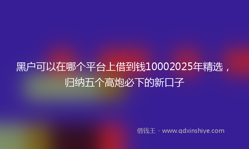 黑户可以在哪个平台上借到钱10002025年精选，归纳五个高炮必下的新口子