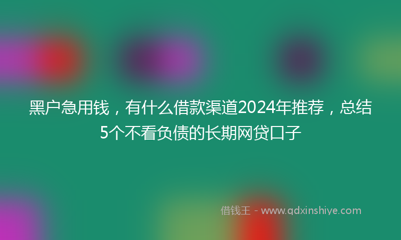 黑户急用钱，有什么借款渠道2024年推荐，总结5个不看负债的长期网贷口子