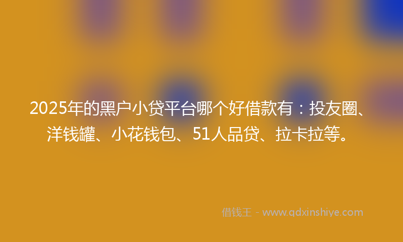 2025年的黑户小贷平台哪个好借款有：投友圈、洋钱罐、小花钱包、51人品贷、拉卡拉等。