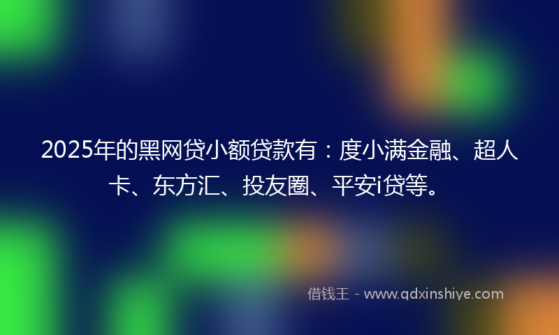 2025年的黑网贷小额贷款有：度小满金融、超人卡、东方汇、投友圈、平安i贷等。