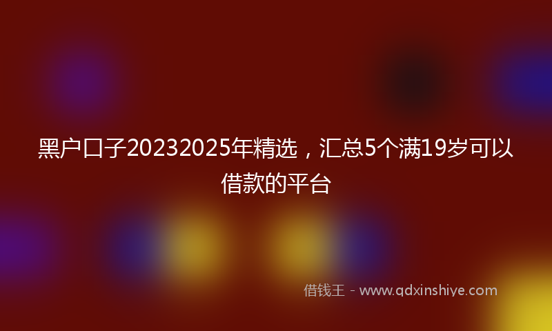 黑户口子20232025年精选，汇总5个满19岁可以借款的平台