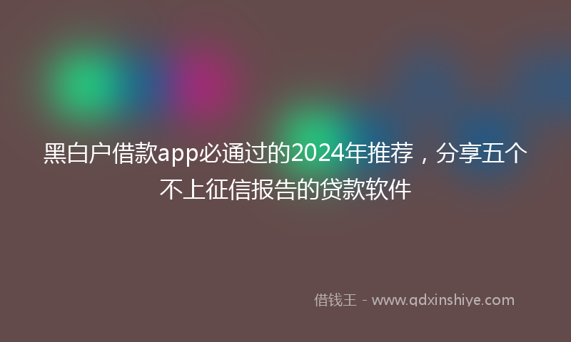 黑白户借款app必通过的2024年推荐，分享五个不上征信报告的贷款软件