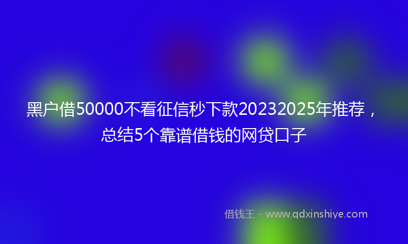 黑户借50000不看征信秒下款20232025年推荐，总结5个靠谱借钱的网贷口子