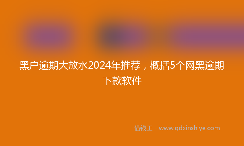 黑户逾期大放水2024年推荐，概括5个网黑逾期下款软件