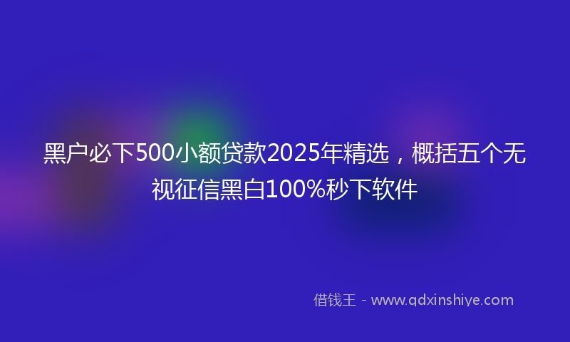 黑户必下500小额贷款2025年精选，概括五个无视征信黑白100%秒下软件