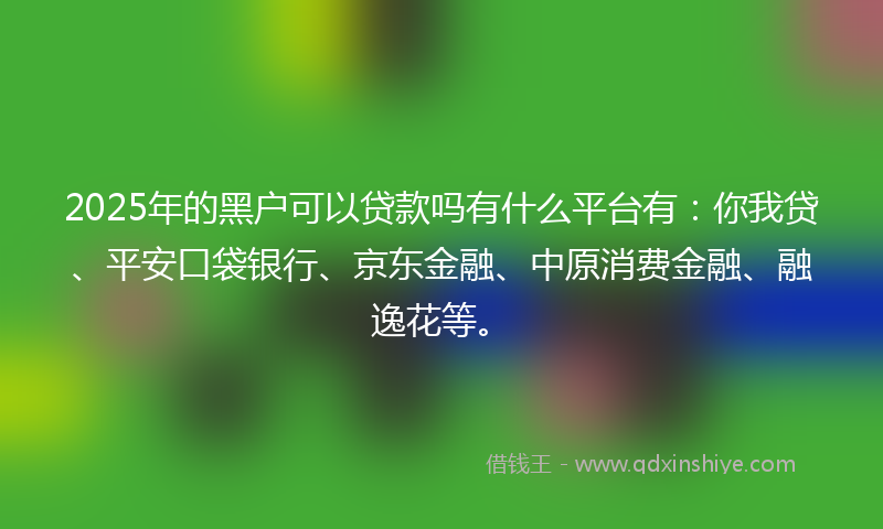 2025年的黑户可以贷款吗有什么平台有：你我贷、平安口袋银行、京东金融、中原消费金融、融逸花等。