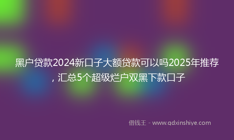 黑户贷款2024新口子大额贷款可以吗2025年推荐，汇总5个超级烂户双黑下款口子