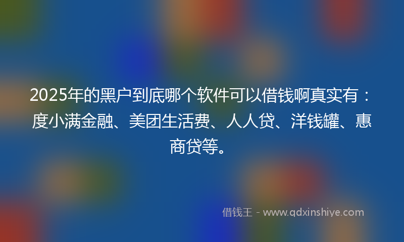 2025年的黑户到底哪个软件可以借钱啊真实有：度小满金融、美团生活费、人人贷、洋钱罐、惠商贷等。