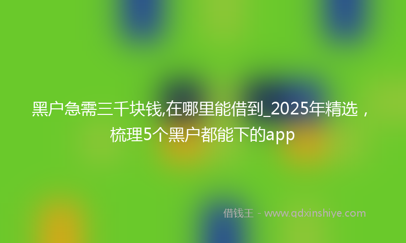 黑户急需三千块钱,在哪里能借到_2025年精选，梳理5个黑户都能下的app
