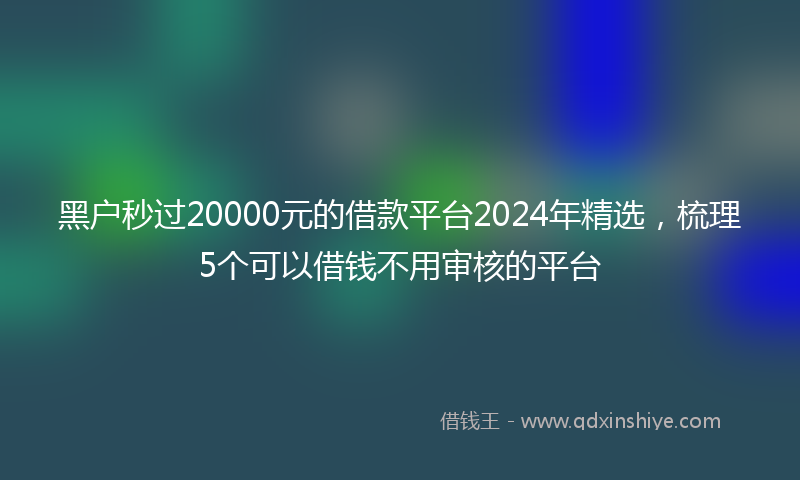 黑户秒过20000元的借款平台2024年精选，梳理5个可以借钱不用审核的平台